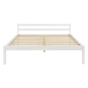 Cadre de Lit Solide Stylé à Sommier à Lattes Design en Pin et Bois Stratifié [en.casa]