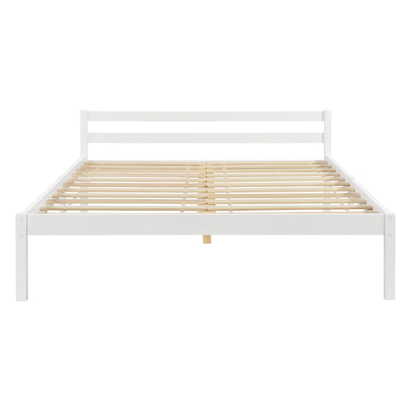Cadre de Lit Solide Stylé à Sommier à Lattes Design en Pin et Bois Stratifié [en.casa]