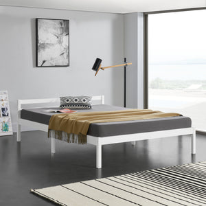 Cadre de Lit Solide Stylé à Sommier à Lattes Design en Pin et Bois Stratifié [en.casa]