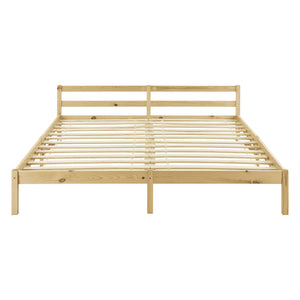 Cadre de Lit Solide Stylé à Sommier à Lattes Design en Pin et Bois Stratifié [en.casa]