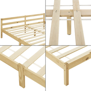 Cadre de Lit Solide Stylé à Sommier à Lattes Design en Pin et Bois Stratifié [en.casa]