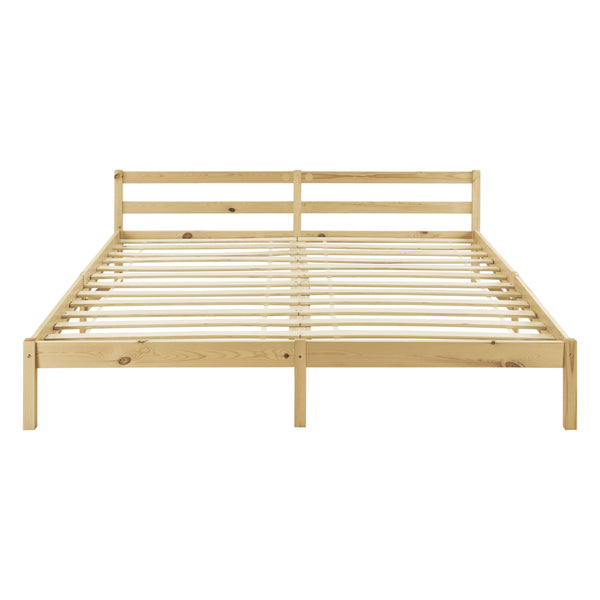 Cadre de Lit Solide Stylé à Sommier à Lattes Design en Pin et Bois Stratifié [en.casa]