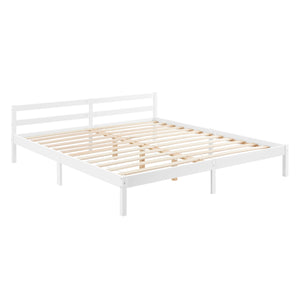 Cadre de Lit Solide Stylé à Sommier à Lattes Design en Pin et Bois Stratifié [en.casa]
