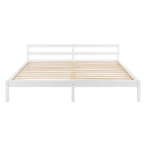 Cadre de Lit Solide Stylé à Sommier à Lattes Design en Pin et Bois Stratifié [en.casa]