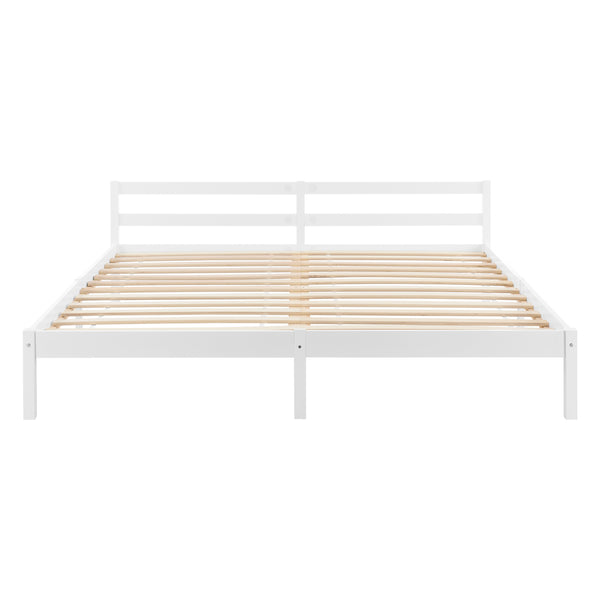 Cadre de Lit Solide Stylé à Sommier à Lattes Design en Pin et Bois Stratifié [en.casa]