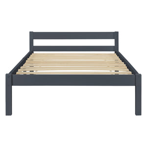 Cadre de Lit Solide Stylé à Sommier à Lattes Design en Pin et Bois Stratifié [en.casa]
