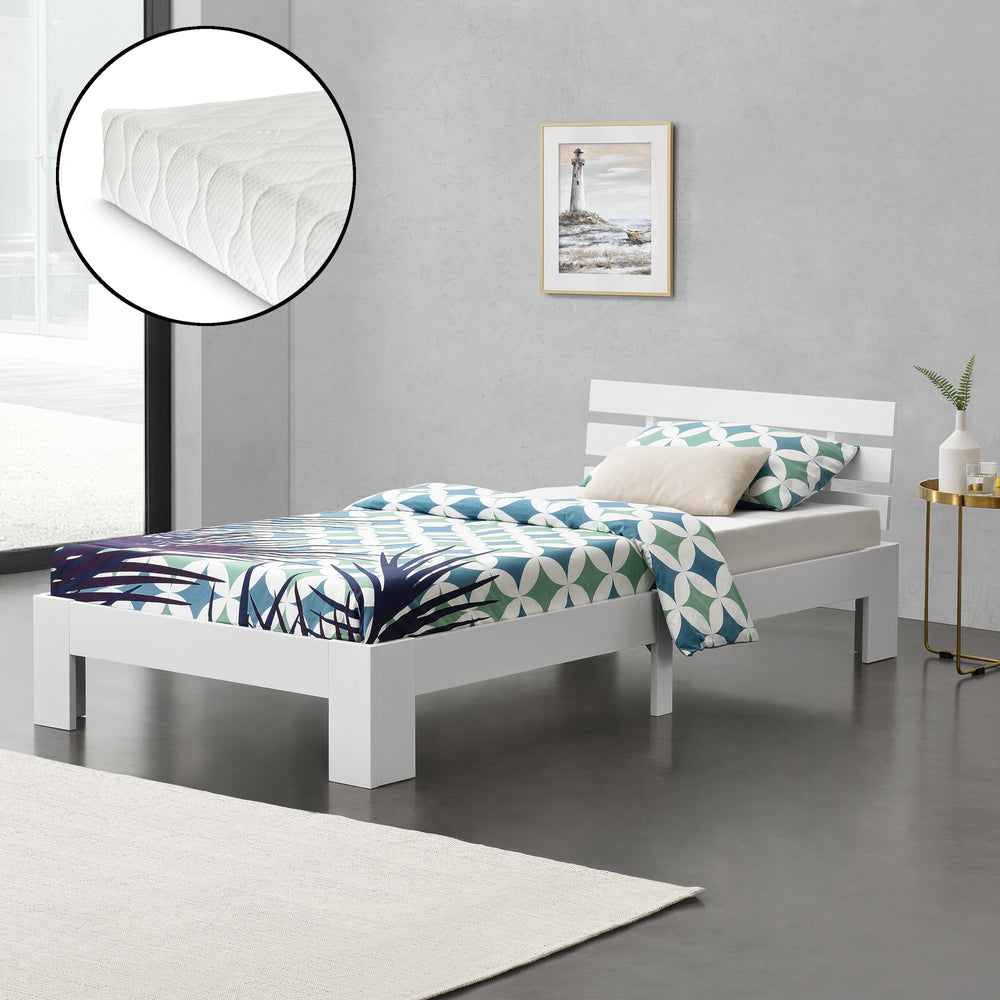 Lit en bois Nivala avec matelas en mousse froide, différentes couleurs et tailles en.casa - premiumXL