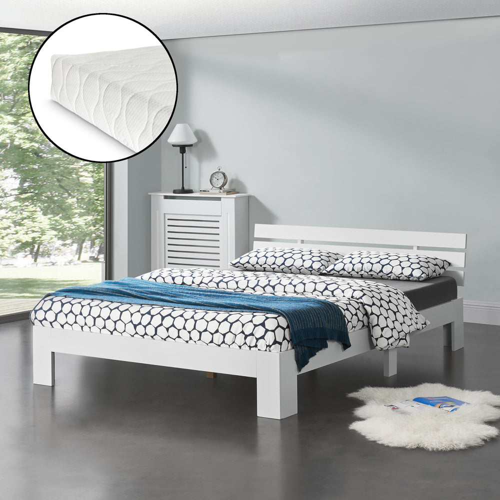 Lit en bois Nivala avec matelas en mousse froide, différentes couleurs et tailles en.casa - premiumXL