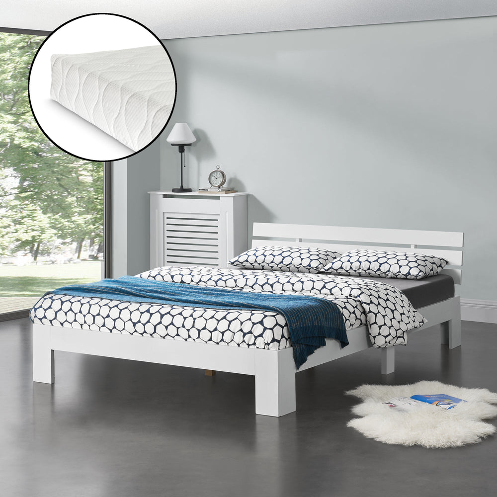 Lit en bois Nivala avec matelas en mousse froide, différentes couleurs et tailles en.casa - premiumXL