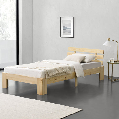 Cadre de Lit Design Nivala à Sommier à Lattes Lit Stylé en Pin et Bois Stratifié [en.casa]
