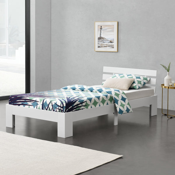 Cadre de Lit Design Nivala à Sommier à Lattes Lit Stylé en Pin et Bois Stratifié [en.casa]