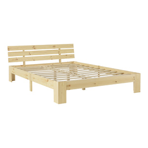 Cadre de Lit Design Nivala à Sommier à Lattes Lit Stylé en Pin et Bois Stratifié [en.casa]