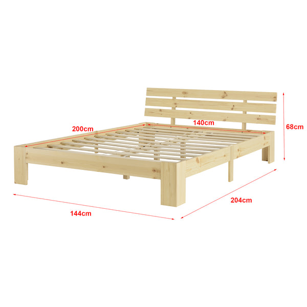 Cadre de Lit Design Nivala à Sommier à Lattes Lit Stylé en Pin et Bois Stratifié [en.casa]