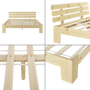 Cadre de Lit Design Nivala à Sommier à Lattes Lit Stylé en Pin et Bois Stratifié [en.casa]