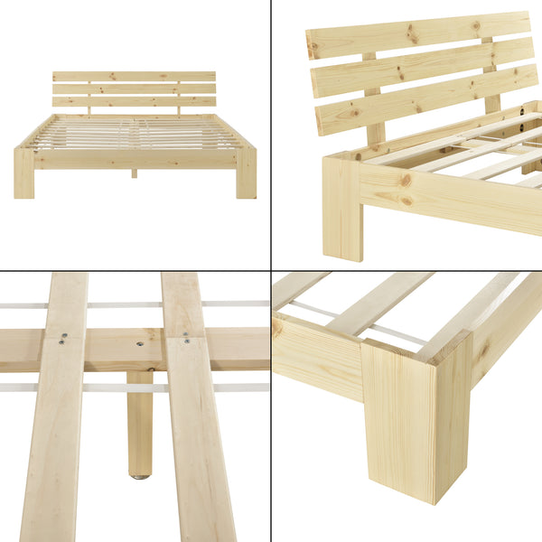 Cadre de Lit Design Nivala à Sommier à Lattes Lit Stylé en Pin et Bois Stratifié [en.casa]