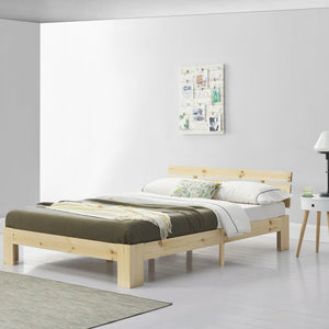 Cadre de Lit Design Nivala à Sommier à Lattes Lit Stylé en Pin et Bois Stratifié [en.casa]