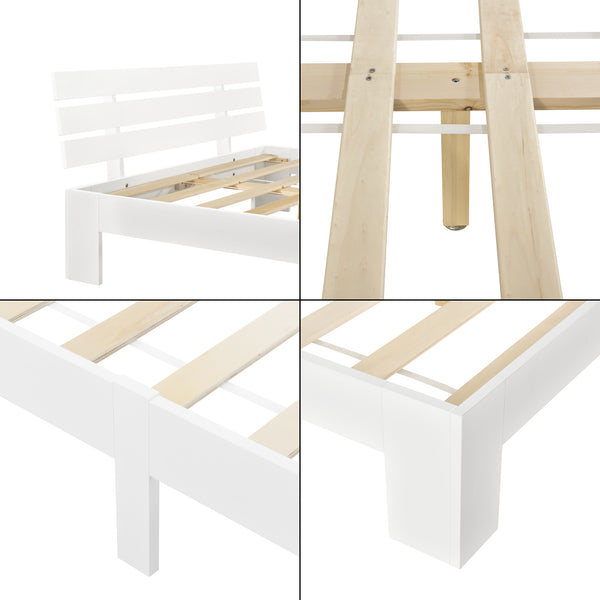 Cadre de Lit Design Nivala à Sommier à Lattes Lit Stylé en Pin et Bois Stratifié [en.casa]