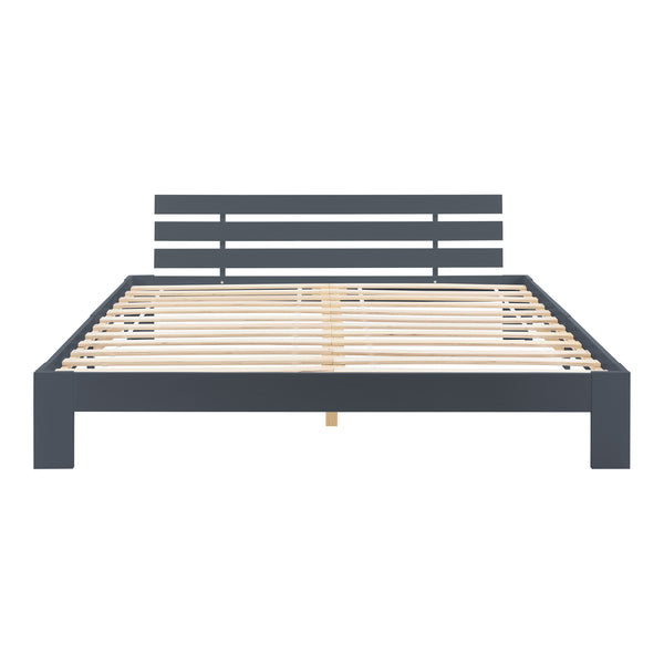 Cadre de Lit Design Nivala à Sommier à Lattes Lit Stylé en Pin et Bois Stratifié [en.casa]