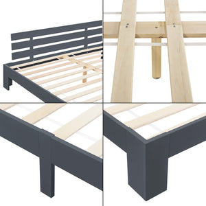 Cadre de Lit Design Nivala à Sommier à Lattes Lit Stylé en Pin et Bois Stratifié [en.casa]