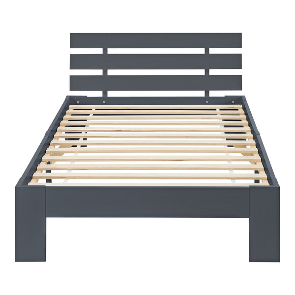 Cadre de Lit Design Nivala à Sommier à Lattes Lit Stylé en Pin et Bois Stratifié [en.casa]