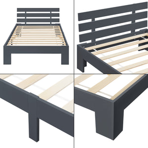 Cadre de Lit Design Nivala à Sommier à Lattes Lit Stylé en Pin et Bois Stratifié [en.casa]