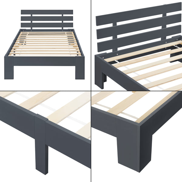 Cadre de Lit Design Nivala à Sommier à Lattes Lit Stylé en Pin et Bois Stratifié [en.casa]