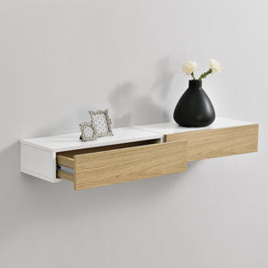 Wandplank met lade 50x24x12cm 2 stuks set - verschillende kleuren