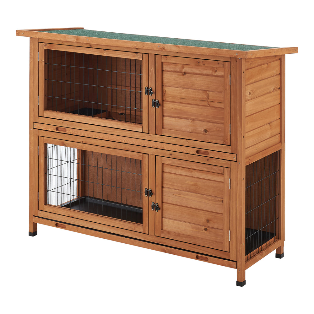 Kaninchenstall Falkenau Kleintiergehege 104x122x50cm Tannenhout [en.casa] - premiumXL