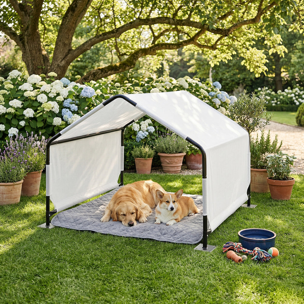 Honden tent Valevali 122x122x90 cm zwart en wit [en.casa] 