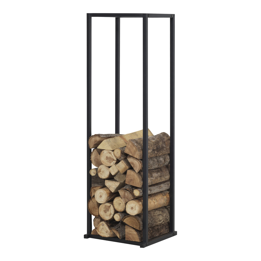 Kaminholzregal Tibro Staal 35x35x120 cm Zwart [en.casa] - premiumXL