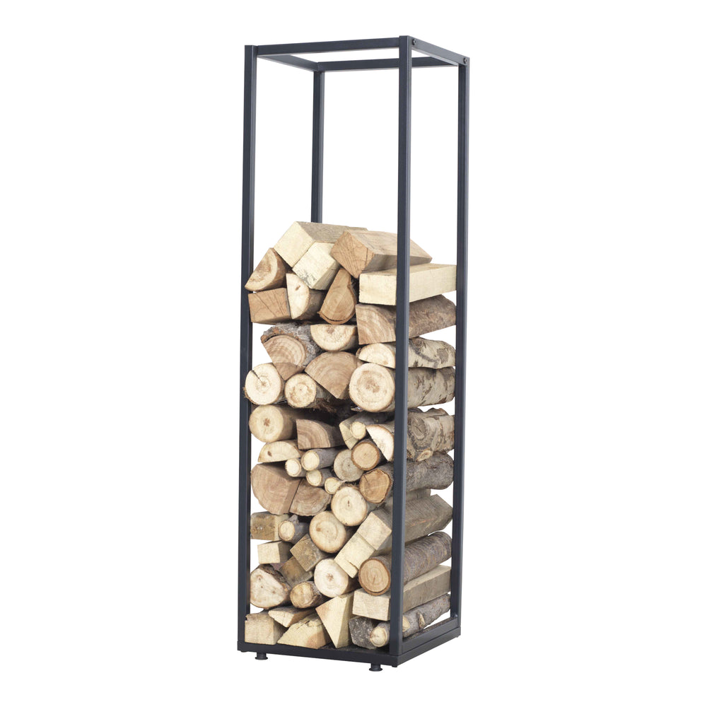 Kaminholzregal Tornved Staal 35x35x120 cm Zwart [en.casa] - premiumXL