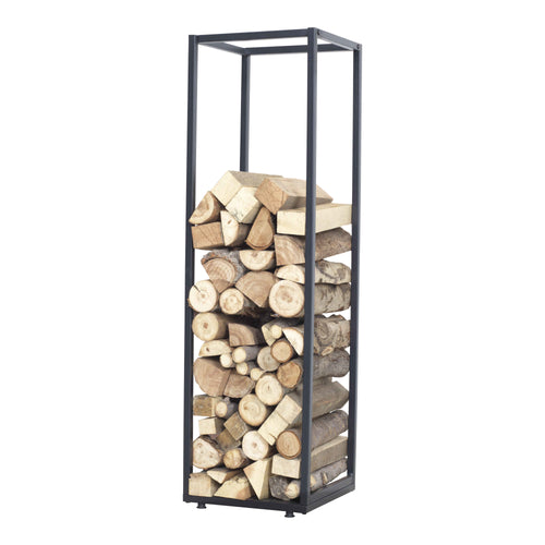 Kaminholzregal Tornved Staal 35x35x120 cm Zwart [en.casa] - premiumXL