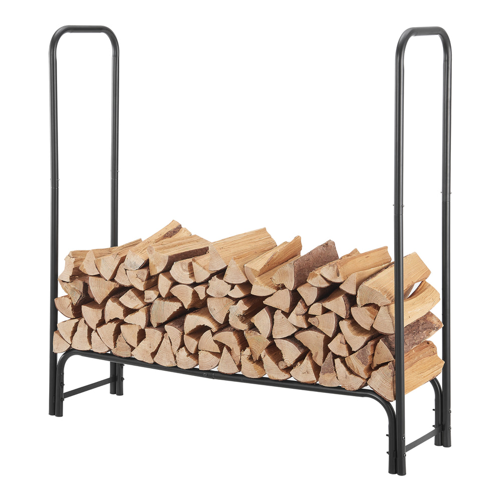 Kaminholzregal Kwethluk Staal 124x124x34,5cm Zwart [casa.pro] - premiumXL
