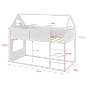 Kinderbed hoogslaper huisbed 209x99x175 cm - verschillende kleuren