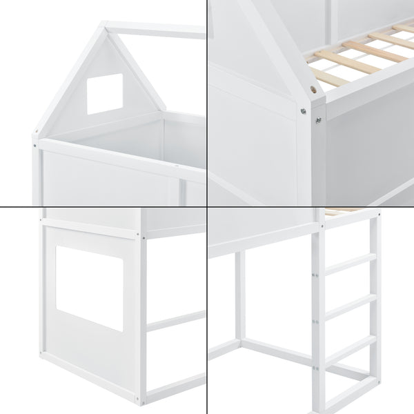 Kinderbed hoogslaper huisbed 209x99x175 cm - verschillende kleuren