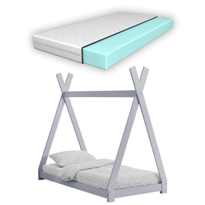Lit Tipi pour Enfants avec Matelas Orthopédique Onejda [en.casa]