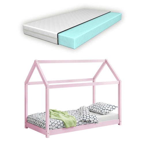 Kinderbed houten bed huisbed incl. matras verschillende maten en kleuren