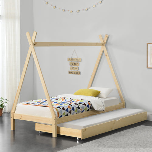 Kinderbed Tipi met onderschuifbed 90x200 cm - verschillende kleuren