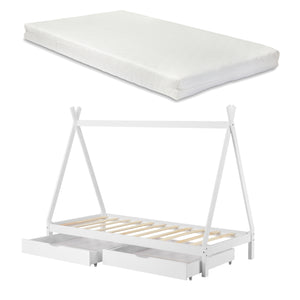 Kinderbed Tipi met bedlades en matras 90x200 cm - verschillende kleuren