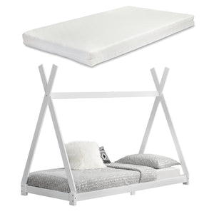 Kinderbed Tipi Hori grenen met bedbodem en matras 90x200 cm - 3 varianten