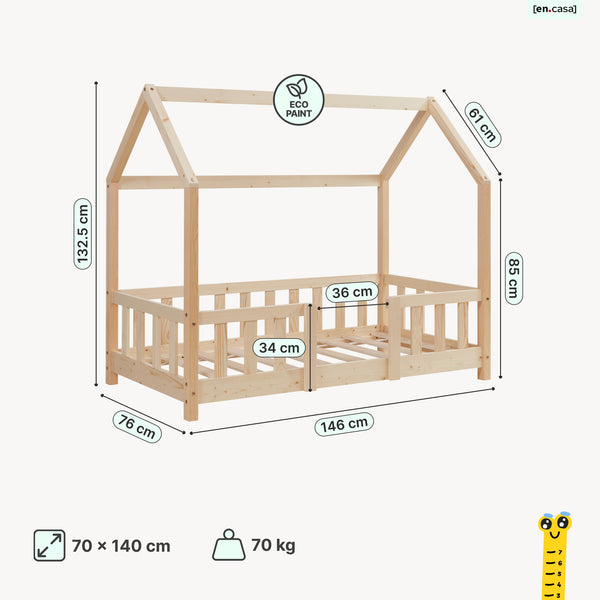 Kinderbed Sisimiut met uitvalbeveiliging en bedbodem [en.casa]