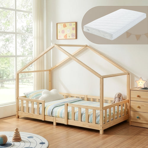 Kinderbed Treviolo met uitvalbeveiliging en matras [en.casa]