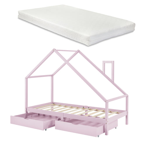 [en.casa] Kinderbed Assling 90x200 cm met matras en 2 lades - 4 varianten