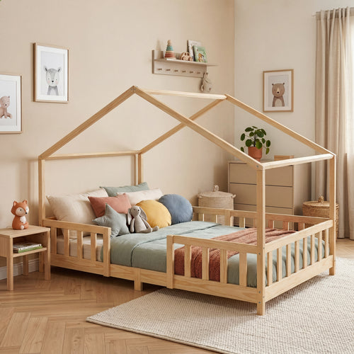 Lit d'enfant en forme de maison Treviolo bois de pin [en.casa]