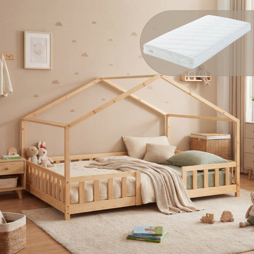 Kinderbed Treviolo met uitvalbeveiliging en matras [en.casa]
