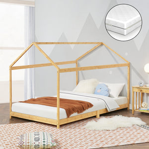 Lit pour enfant Vindafjord bambou en différentes tailles + matelas [en.casa] - premiumXL