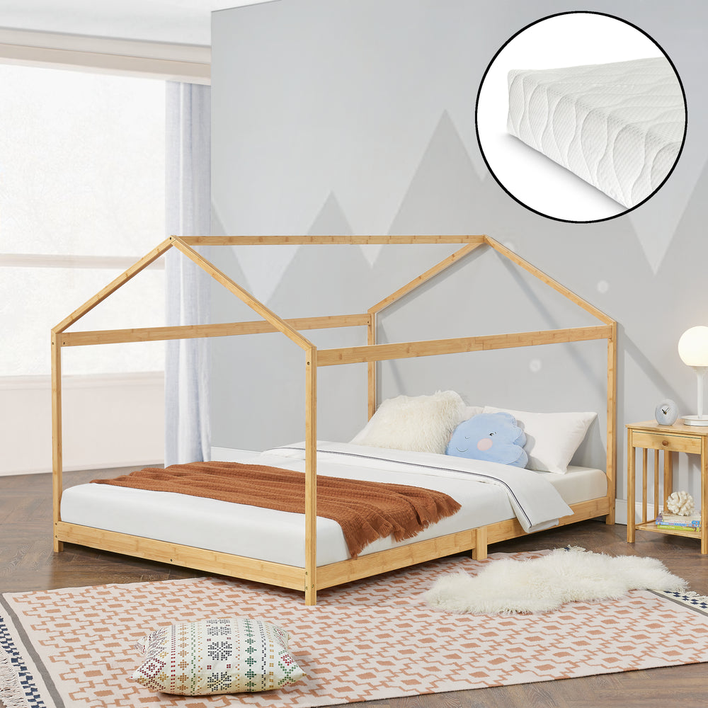Lit pour enfant Vindafjord bambou en différentes tailles + matelas [en.casa] - premiumXL