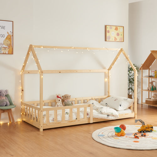 Kinderbed Hesel huisbed met uitvalbeveiliging [en.casa]