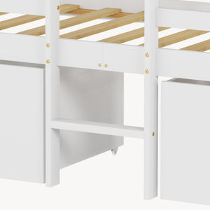 Kinderbed Surnadal huisbed met matras en lades hout wit naturel 90x200 cm [en.casa]