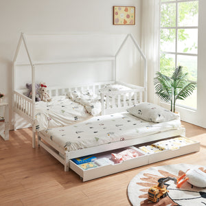 Kinderbed Aarghonmaa met uitschuifbed en opberglades 90x200 cm [en.casa]